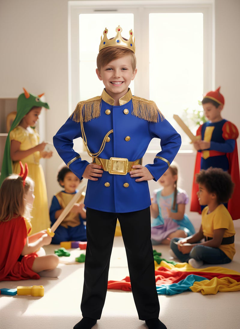 Dormstop Boys Prince Charming Costume Kids Royal Prince Dress Up for Cosplay Fairytale Ball Halloween Birthday Party Outfit (Blue, 9-10 Years) - Image 3