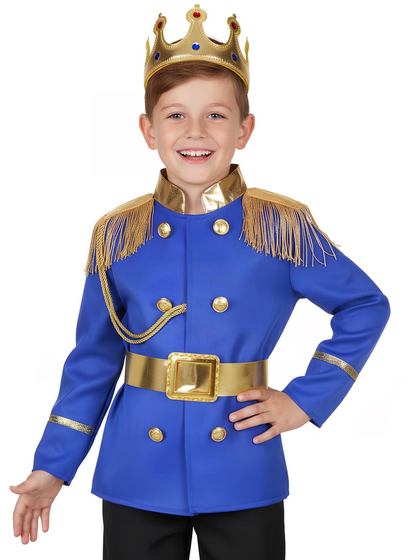 Dormstop Boys Prince Charming Costume Kids Royal Prince Dress Up for Cosplay Fairytale Ball Halloween Birthday Party Outfit (Blue, 9-10 Years) - Image 2