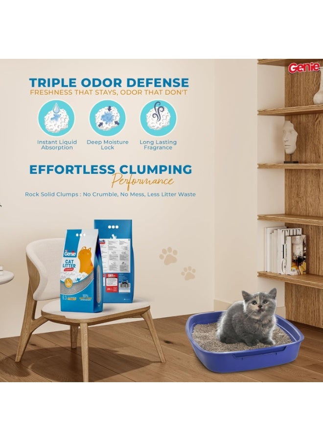 جيني جينـي™ فضلات القطط الفاخرة برائحة الصابون – تكتل فائق السرعة خلال 6 ثوانٍ، خالية من الغبار 100%، تحكم قوي بالروائح، طين البنتونايت الطبيعي، قليلة التبعثر، مناسبة لعدة قطط، 5.1 كجم (6.3 لتر) - Image 2