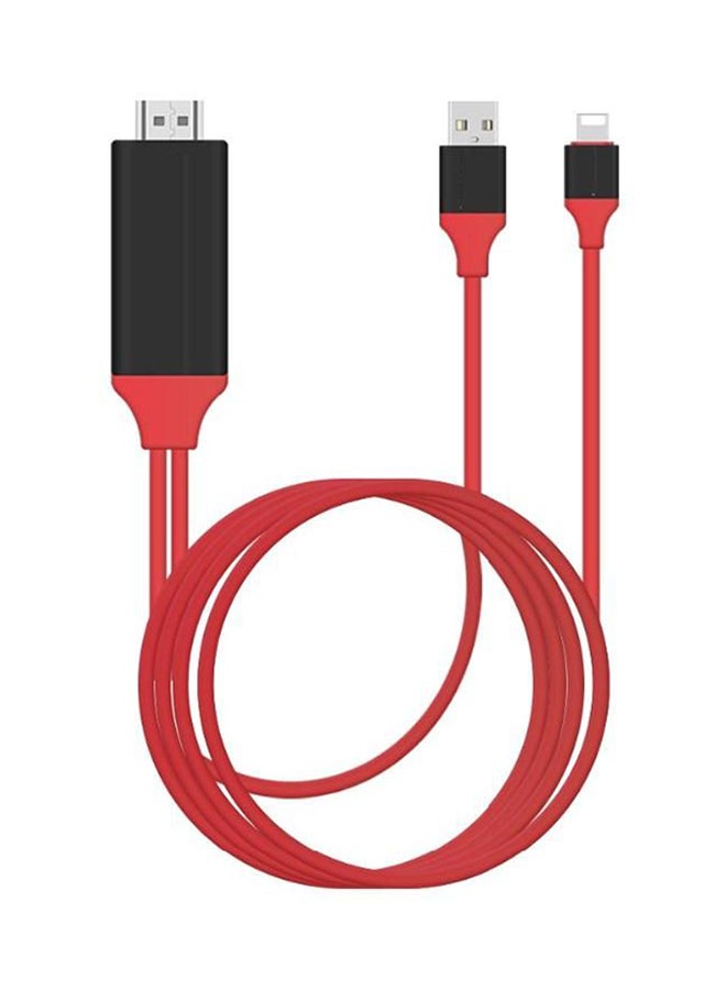 DUSALA Lightning To HDMI/HDTV AV TV Cable Red/Black - Image 1