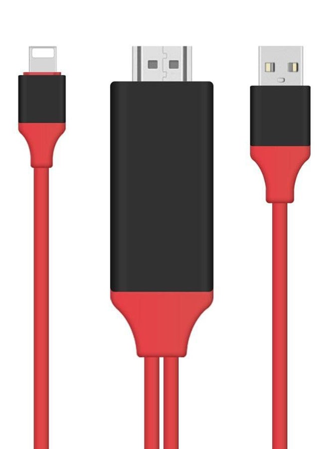 DUSALA Lightning To HDMI/HDTV AV TV Cable Red/Black - Image 2