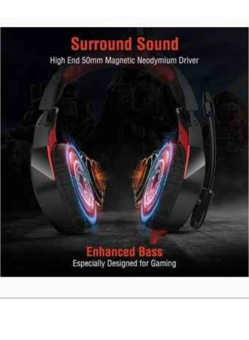 onikuma Gaming Headphone Onikuma K1B Wired Gaming Headset With Stereo Surround Sound ,Led Light(Black/Red),Over Ear - Image 5