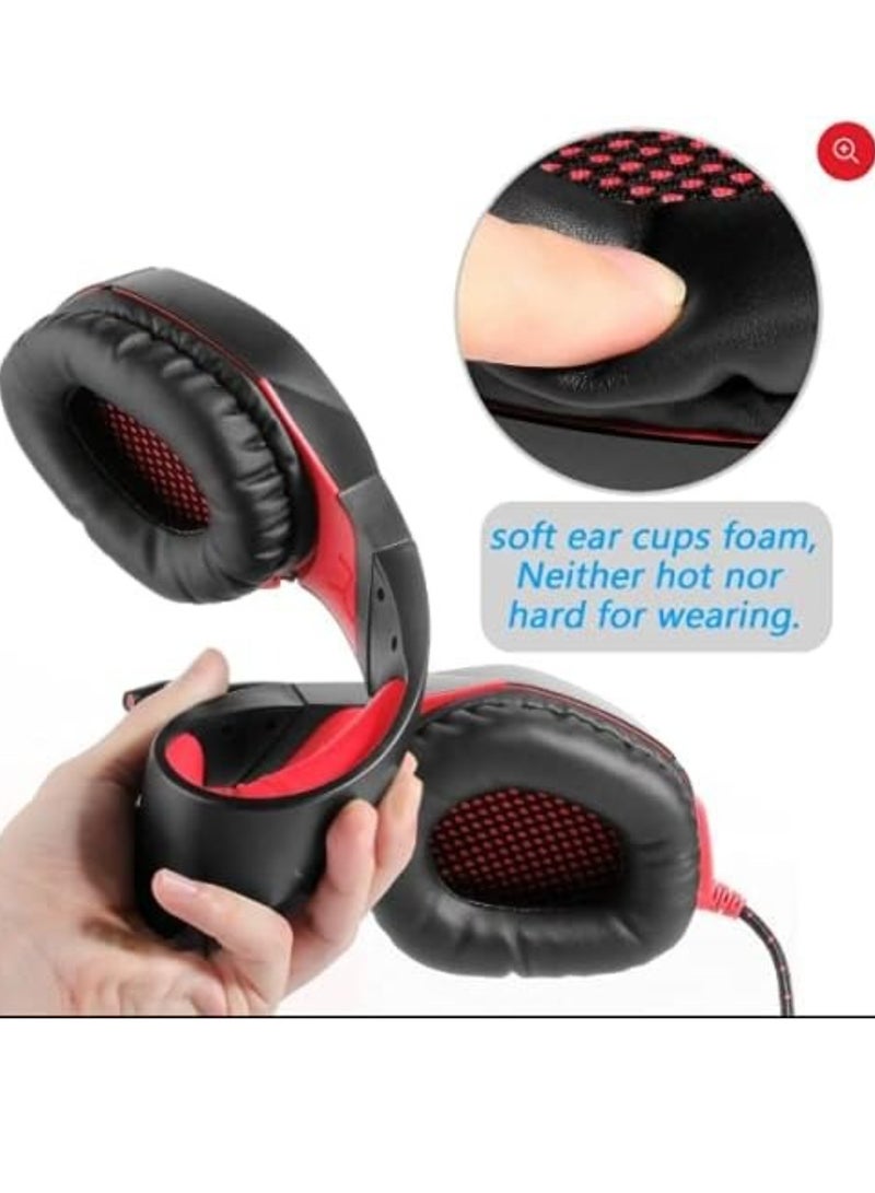 onikuma Gaming Headphone Onikuma K1B Wired Gaming Headset With Stereo Surround Sound ,Led Light(Black/Red),Over Ear - Image 3