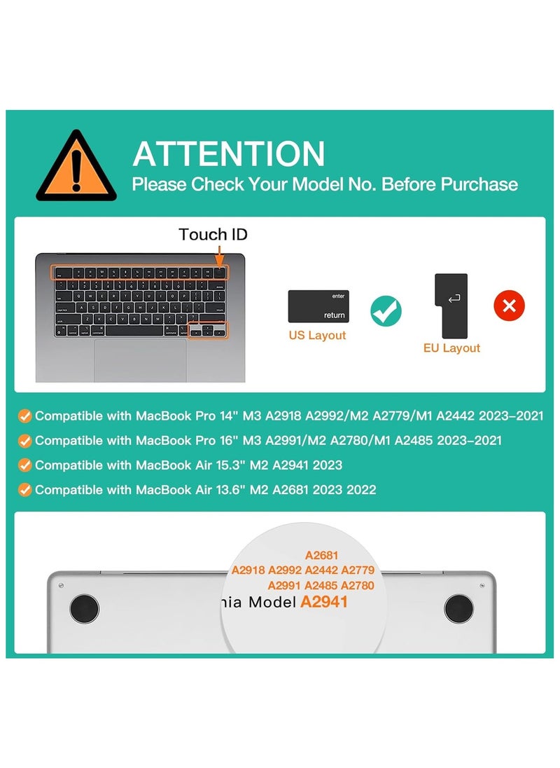 AMM US Version Arabic/English Silicone Keyboard Cover Compatible with MacBook New Air 13.6" & 15.3" M4/M3/M2 Model:-A3113/A2681/A2941/A3114 Release 2024/2023/2022"& MacBook Pro 14.2" & 16.2" M4/M3/M2/M1 Model:- A3112/A3185/A3401/A2992/A2918/A2779/A2442/ A3403/A3186/A2991/A2780/A2485 Release 2024-2021" Black  - Image 2
