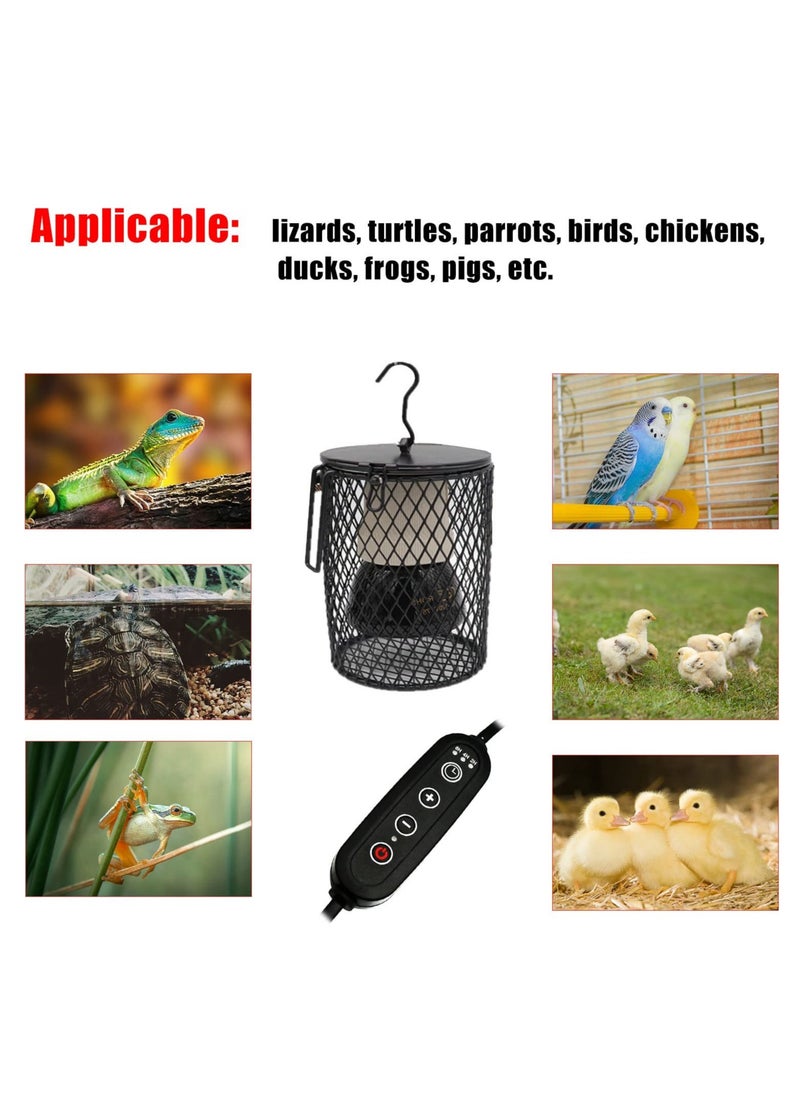 SYOSI - Ceramic Heat Lamp - Keep Your Pets Warm and Cozy for Reptiles, Birds, and Turtles Timer and Anti-Scalding Features - Image 1