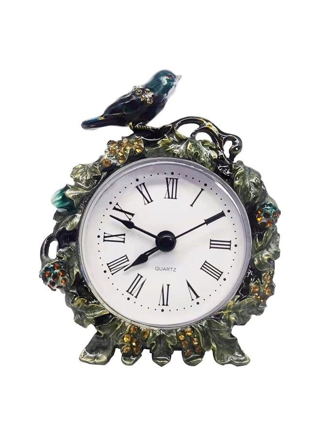 hobbyme Vintage Birds Retro Analog Table Clock European Retro Table Clock with a BirdEnamel Clock for Living Room and Bedroom Art Decor - Image 1
