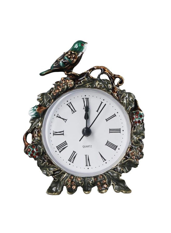 hobbyme Vintage Birds Retro Analog Table Clock European Retro Table Clock with a BirdEnamel Clock for Living Room and Bedroom Art Decor - Image 5