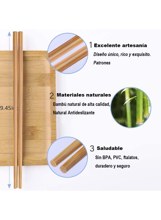 Chinese Chopsticks, Natural Reusable Smooth Style Decorated Set of 10 Pairs, For Sushi, Noodles, Ramen, Chinese Food, Original Gifts for Men and Women - Image 3
