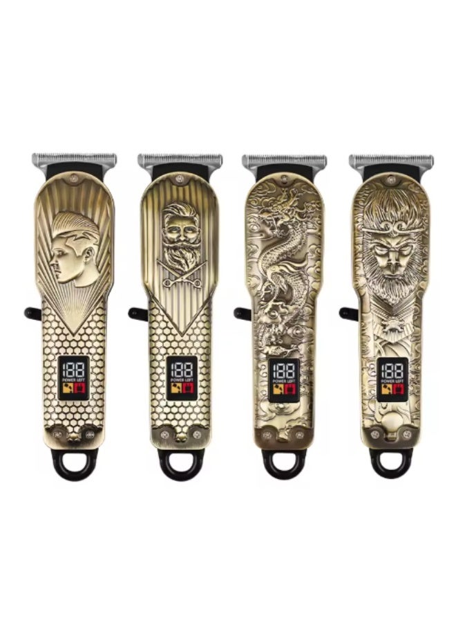 ماكينة حلاقة شعر كهربائية مع شاشة رقمية، تصميم فرعوني، تشمل 4 أمشاط و كابل USB، قابلة للشحن متعدده الاشكال - Image 1