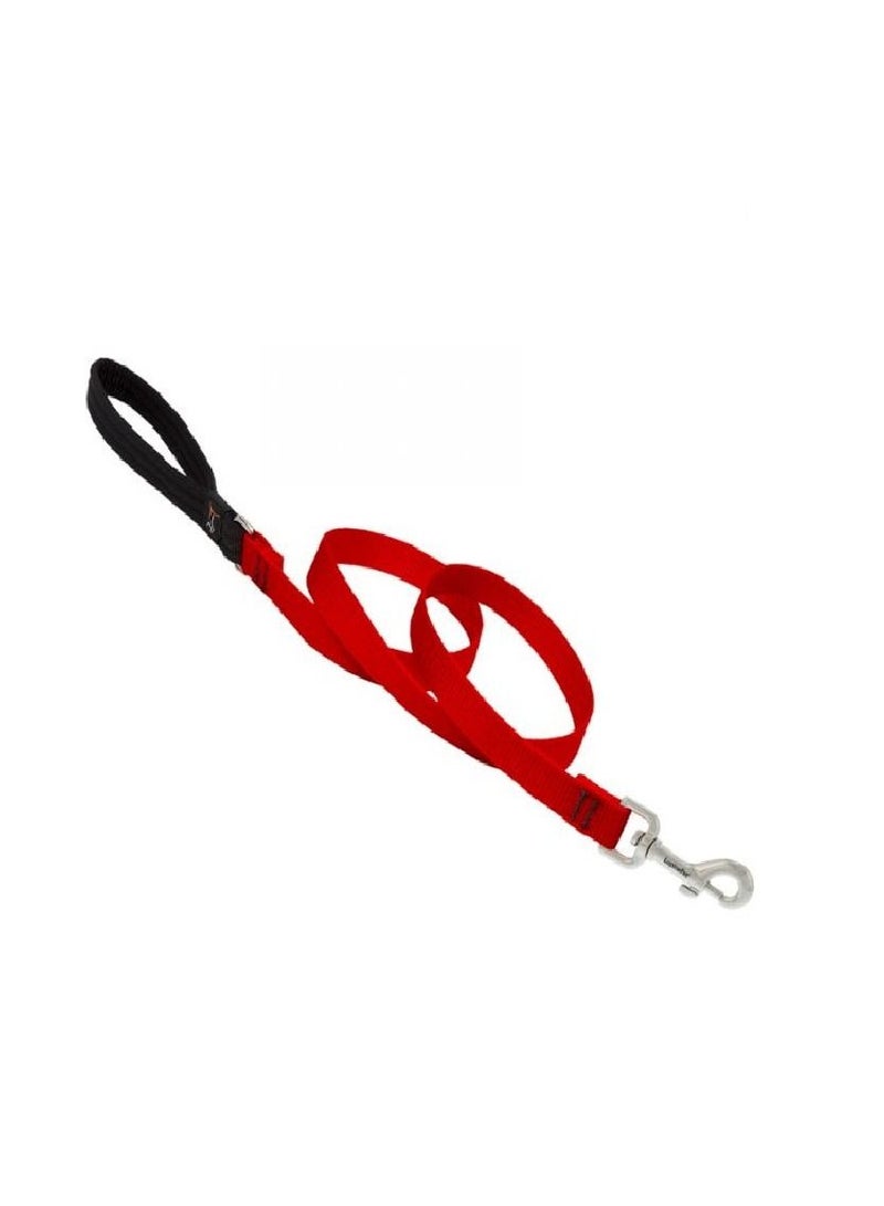 Lupine Basic Solids Padded Handle Dog Leash Red 4ft - Image 1