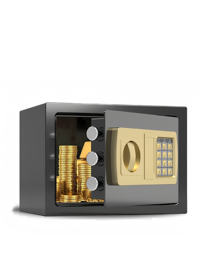 Lee Yon Safe Box with Digital Pin Code Keypad and Key Lock for Home Office Personal Use，Black，( 20 x 31 x 20cm )  - Image 1
