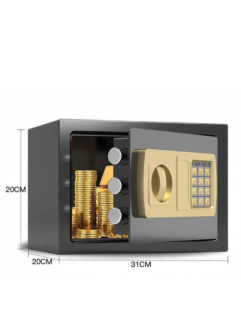 Lee Yon Safe Box with Digital Pin Code Keypad and Key Lock for Home Office Personal Use，Black，( 20 x 31 x 20cm )  - Image 2