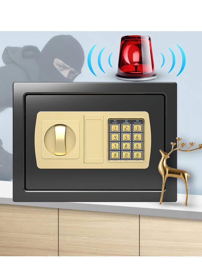 Lee Yon Safe Box with Digital Pin Code Keypad and Key Lock for Home Office Personal Use，Black，( 20 x 31 x 20cm )  - Image 4