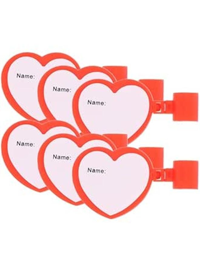Red Heart Stethoscope ID Tag Set 6pcs Reusable Name Badge Holders for Medical Staff - Image 1