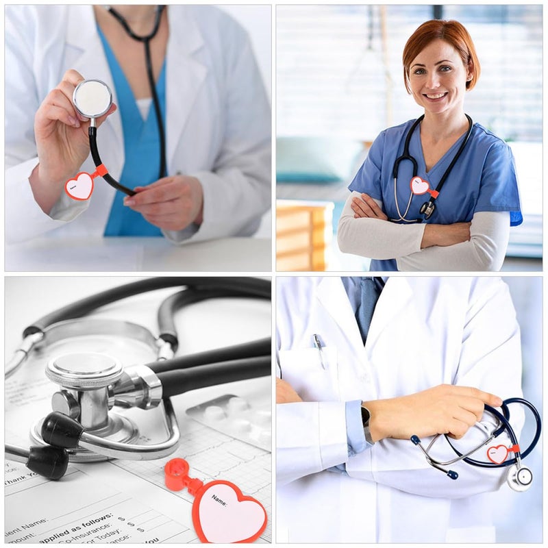 Red Heart Stethoscope ID Tag Set 6pcs Reusable Name Badge Holders for Medical Staff - Image 4