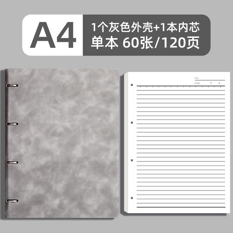 Generic Textured Leather Waterproof Thick Refillable Notebook A4 Gray 