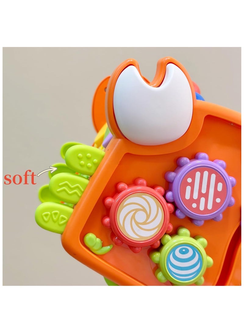 سوفام ألعاب سرطان البحر للأطفال بعمر عام واحد، 12 في مكعب نشاط مونتسوري، ألعاب التعلم الموسيقي المشغولة، صيد الأسماك، بيانو، طبول، فرز الأشكال، 12 3 سنة هدية عيد ميلاد (برتقالي) - Image 4