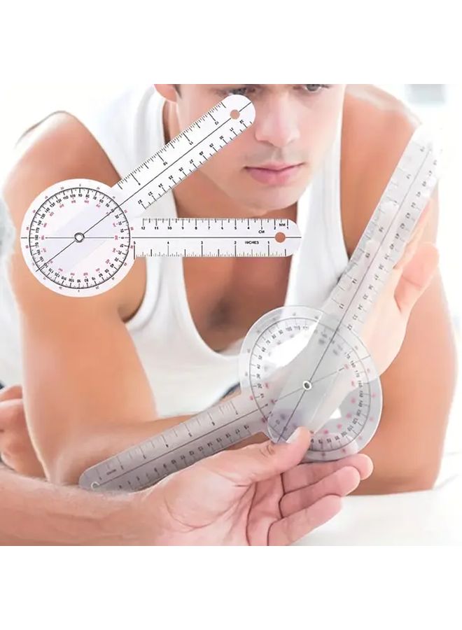 1pc Transparent Angle Measuring Ruler PVC Industrial Precision Tool Straight Round Head - Image 2