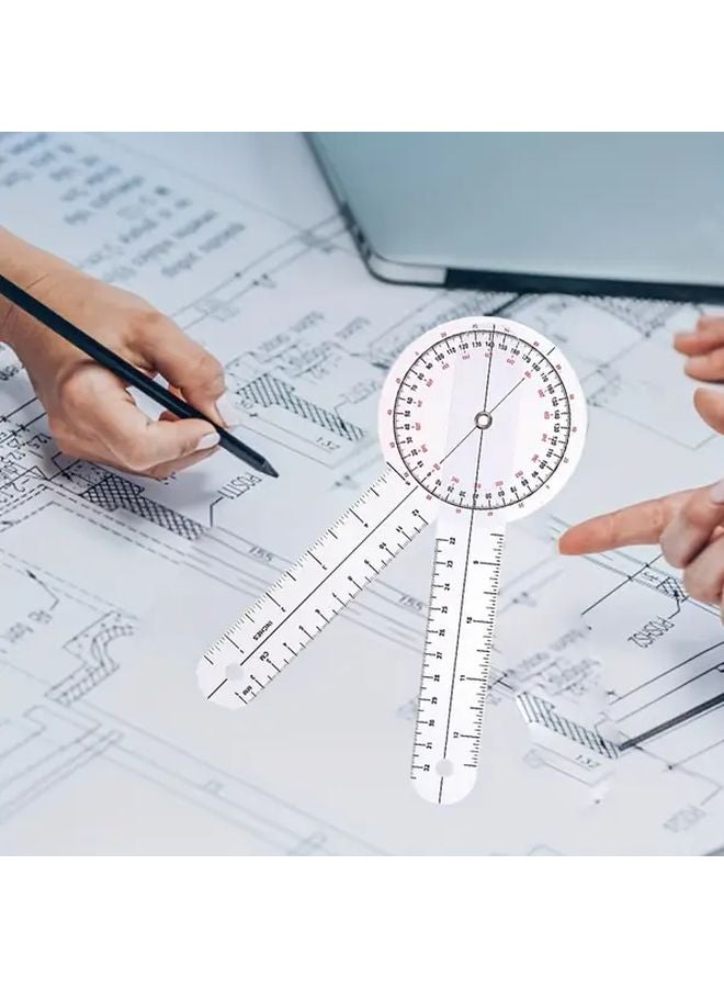 1pc Transparent Angle Measuring Ruler PVC Industrial Precision Tool Straight Round Head - Image 5