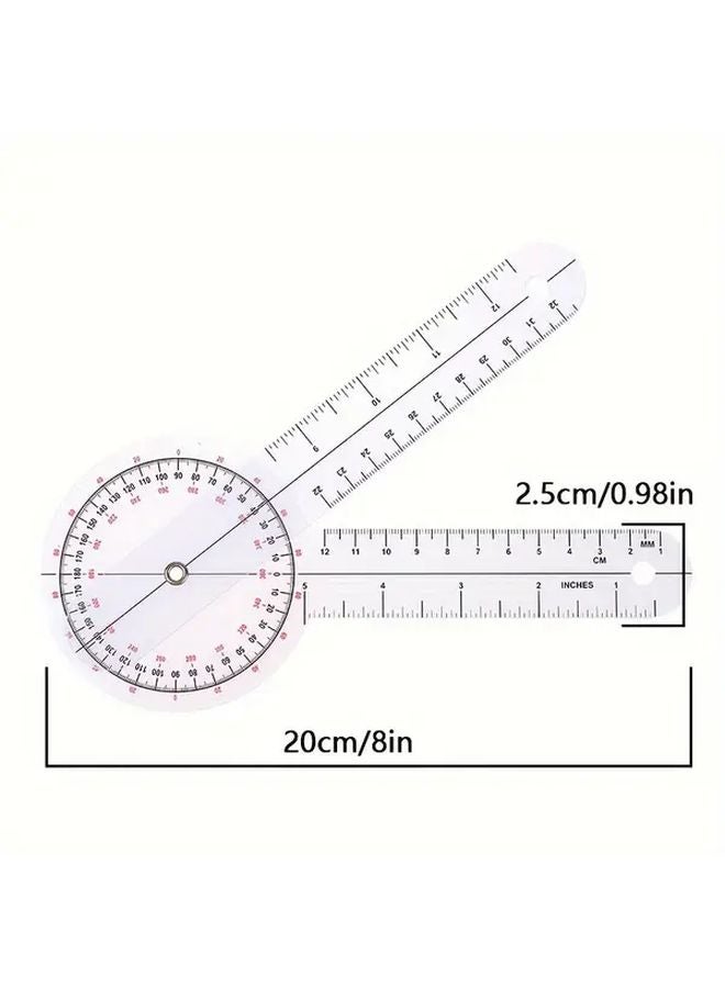 1pc Transparent Angle Measuring Ruler PVC Industrial Precision Tool Straight Round Head - Image 3