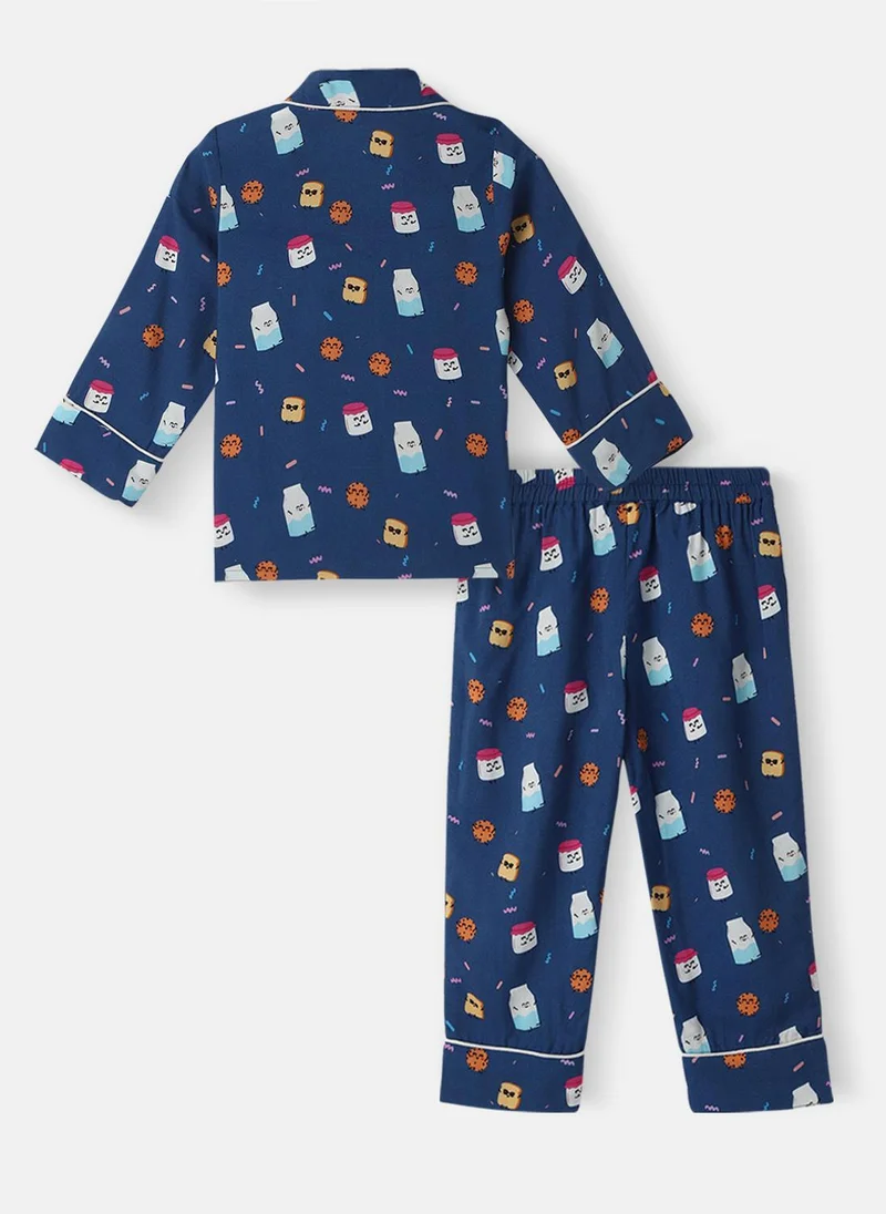 نوتيناتي طقم قميص وبيجامة بطبعة كاملة وجيب صدر للأولاد من نوتيناتي
