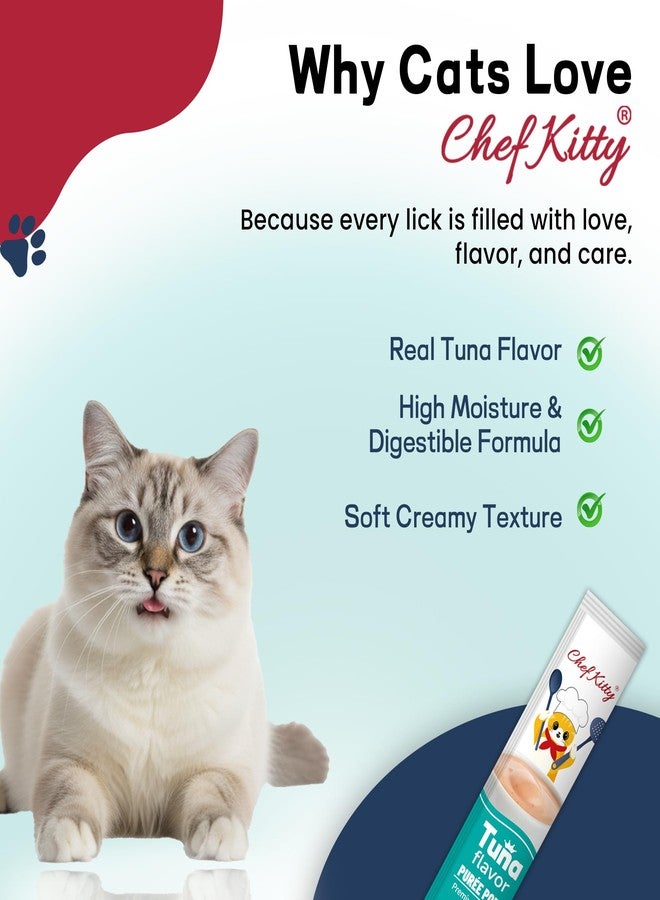 Chef Kitty Purée Pops, Cat Treats, Grain-Free, Lickable, Squeezable Creamy Cat Treat/Topper with Vitamin E & Taurine, 0.5 Ounces Each Tube, 10 Tubes, Tuna Flavor - Image 5