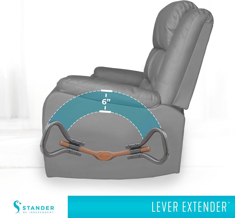 Stander Recliner Lever Extender, Oversized Grip Handle Adapter for Adults, Seniors, and Elderly, Extension Handle with Large Ergonomic Curve Grab Bar, Compatible with Wooden Recliner Handles - Black - Image 3