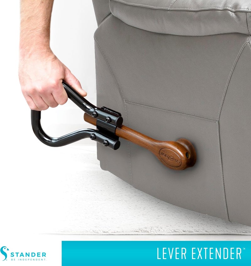Stander Recliner Lever Extender, Oversized Grip Handle Adapter for Adults, Seniors, and Elderly, Extension Handle with Large Ergonomic Curve Grab Bar, Compatible with Wooden Recliner Handles - Black - Image 5
