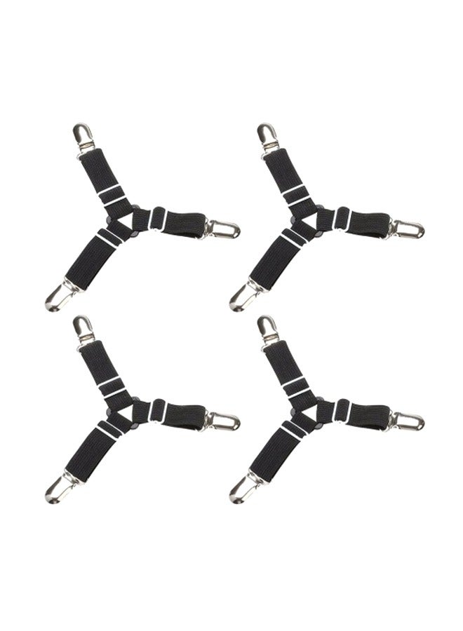 4PCS Adjustable Sheet Clips Fitted Sheet Straps Holder Elastic Fasteners with Metal Clips for Full Size Bed Bed Sheet Straps  - Image 2