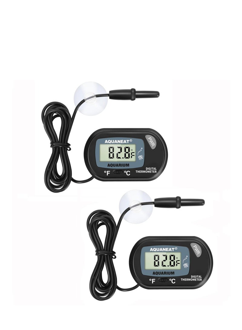 XiuWoo 2 Pack Aquarium Thermometer, Fish Tank Digital Reptile Terrarium Water Temperature Test, with Large LCD Display - Image 1