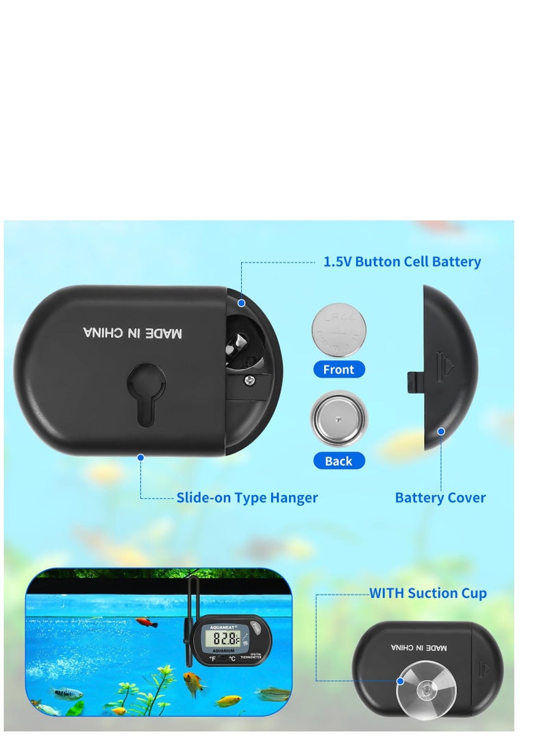 XiuWoo 2 Pack Aquarium Thermometer, Fish Tank Digital Reptile Terrarium Water Temperature Test, with Large LCD Display - Image 4