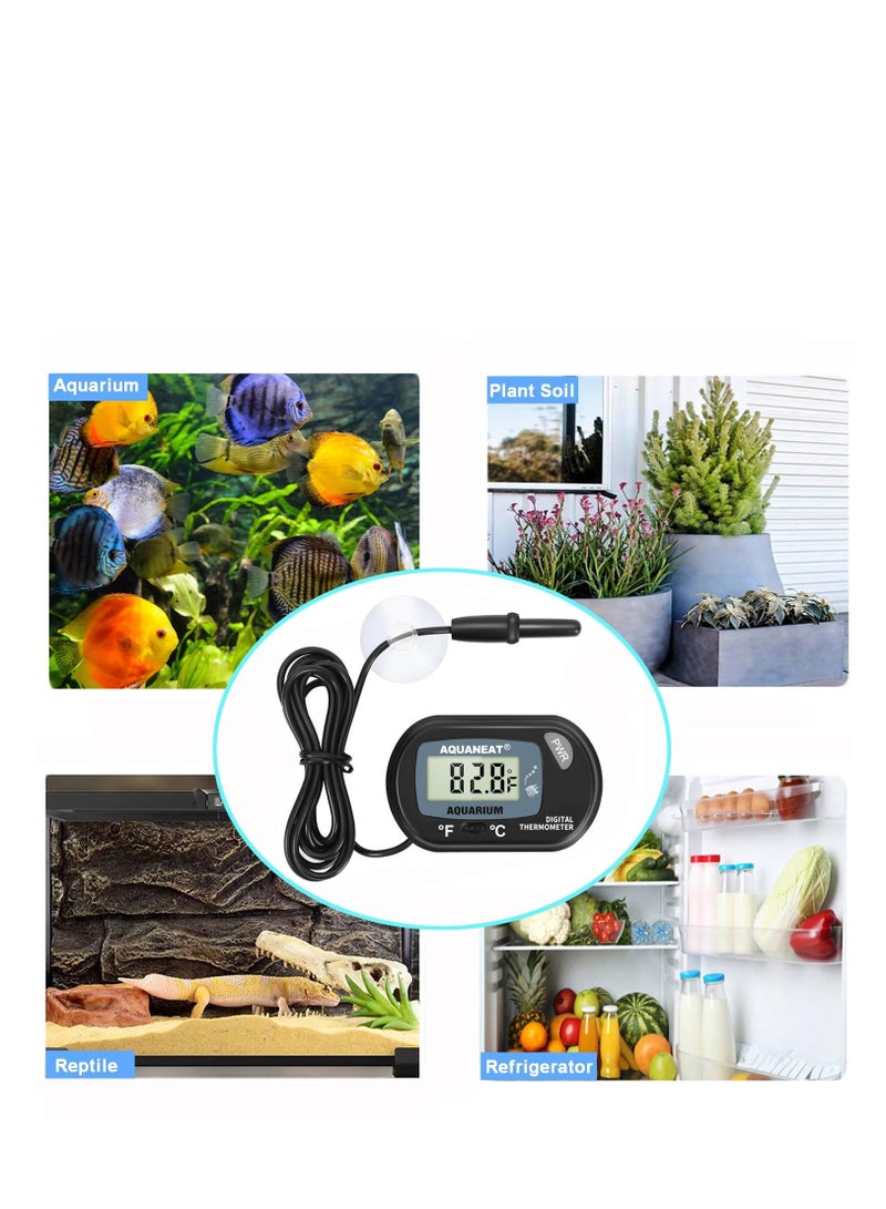 XiuWoo 2 Pack Aquarium Thermometer, Fish Tank Digital Reptile Terrarium Water Temperature Test, with Large LCD Display - Image 2