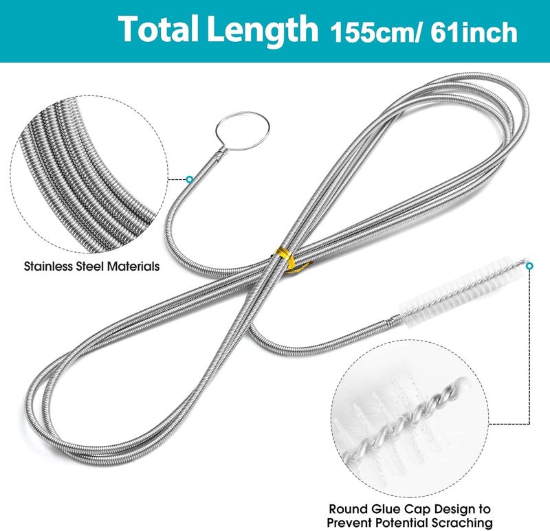 RayTour Long Drain Brush Flexible Feeding Tube Brush Slim Cleaning Brush Hose Pipe Brush - Image 2