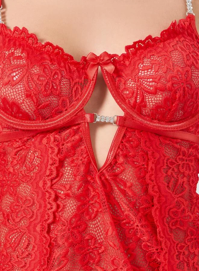 تايك تو مجموعة من فستان قصير دانتيل وسروال داخلي