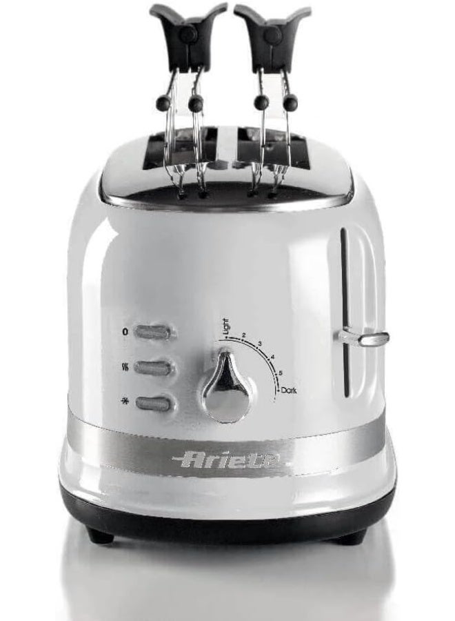 محمصة خبز عصرية 149 بوصة لشريحتين مع ملقط، إخراج تلقائي، درج للفتات، وظيفة إذابة الثلج والتسخين، 6 مستويات تحمير، 800 واط، لون أبيض - Image 2