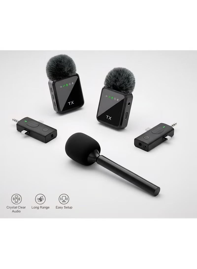 Gulf Trend 3-in-1 Wireless Lavalier Microphone for iPhone, Android & Type-C, Clip-On Mini Dual Mic for Interviews, Vlogs, Video Recording, Live Streaming, YouTube & TikTok, Plug and Play - Image 1
