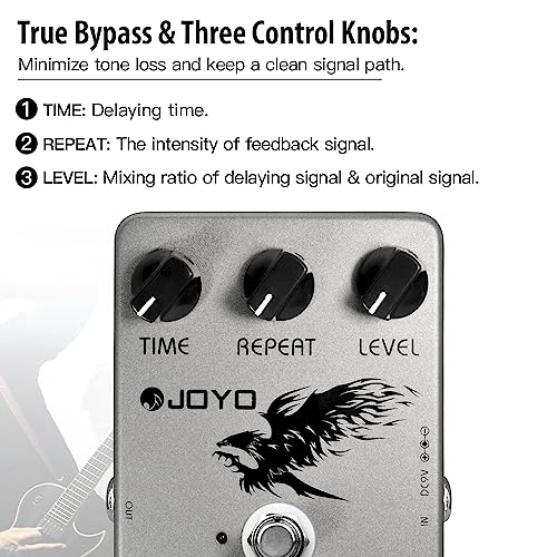 JOYO Digital Delay Effect Pedal for Electric Guitar & Bass - Analog Delay - True Bypass (JF-08) - Image 4