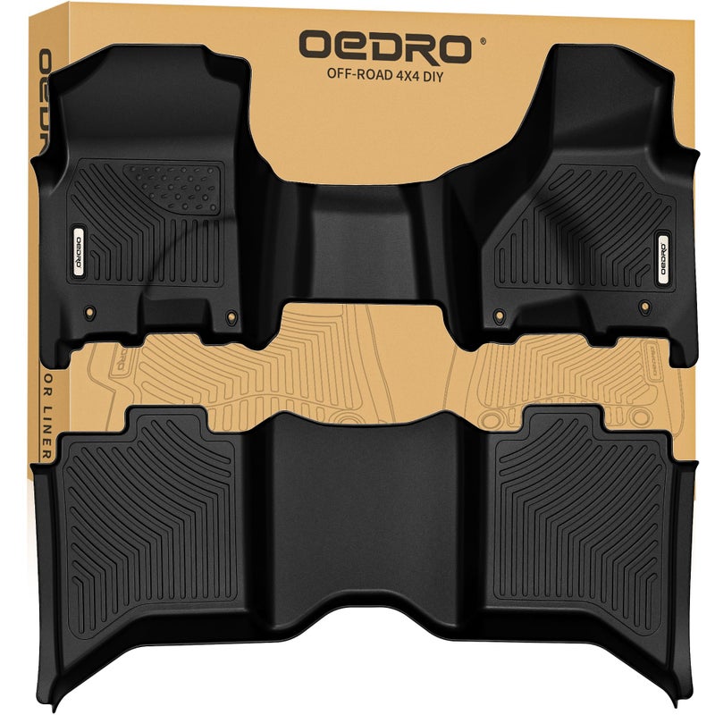 OEDRO Floor Mats Fit for 20132018 Dodge Ram 150025003500 20192024 Ram 1500 Classic NOT for New Body with 1st Bench Seats 2 Row Liner Set OverHump Front 2nd Seat Crew Cab ONLY