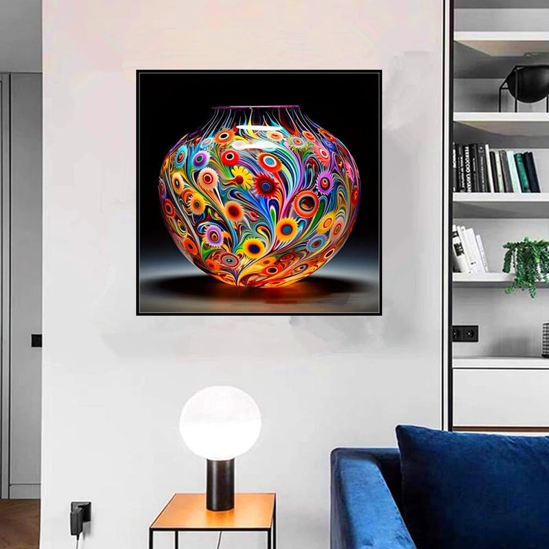 Pimio 5D DIY Diamond Painting Kits,Round Vase Drill Diamond Art Kits for Adults Beginner, Perfect for Home Wall Decor and Gift - Image 3