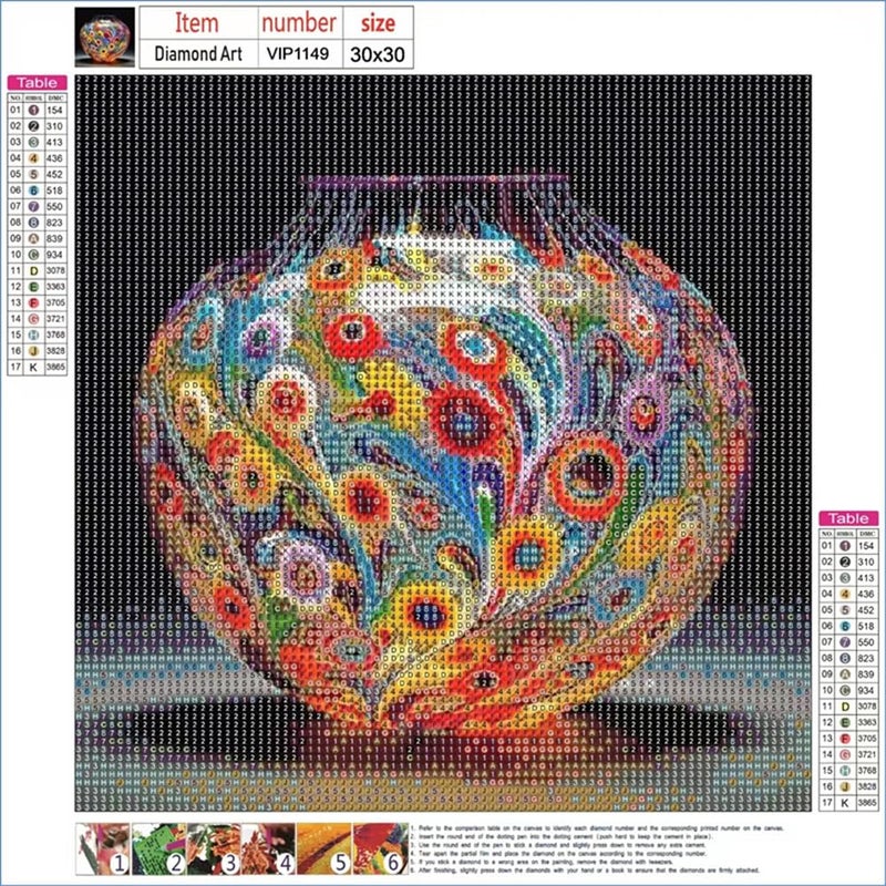 Pimio 5D DIY Diamond Painting Kits,Round Vase Drill Diamond Art Kits for Adults Beginner, Perfect for Home Wall Decor and Gift - Image 2