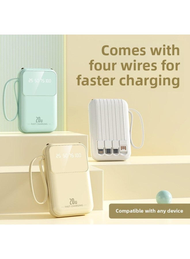 Mini Comes With Four-line Charging Treasure 20000 MA Large Capacity Cartoon Mobile Power Enterprise Gift Customization-Color:【279 Small Screen】 Beige-Power Capacity:20000 Ma - Image 3