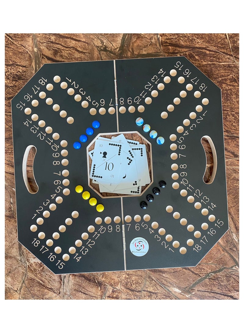 Jackaroojoker Jackaroo 4 players black board with playing cards, marble glass balls 4 Players - Image 1