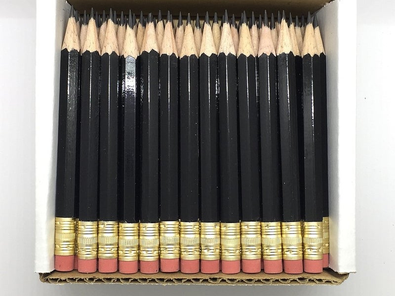 Express Pencils Half Pencils with Eraser - Golf, Classroom, Pew, Short, Mini, Non Toxic, Hexagon, Sharpened, #2 Pencil, Color - Black, Box of 72, (Half Gross) Golf Pocket Pencil TM - Image 1