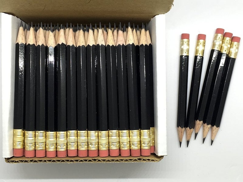 Express Pencils Half Pencils with Eraser - Golf, Classroom, Pew, Short, Mini, Non Toxic, Hexagon, Sharpened, #2 Pencil, Color - Black, Box of 72, (Half Gross) Golf Pocket Pencil TM - Image 2