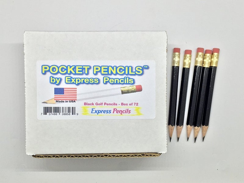 Express Pencils Half Pencils with Eraser - Golf, Classroom, Pew, Short, Mini, Non Toxic, Hexagon, Sharpened, #2 Pencil, Color - Black, Box of 72, (Half Gross) Golf Pocket Pencil TM - Image 5