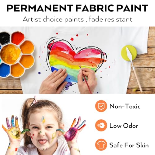 Nicpro طلاء قماش أسود من نيكبرو للأثاث مع مضخة، 33.8 أونصة سائلة طلاء قماش للملابس دائم، صبغة غنية ناعمة غير سامة لطلاء الأقمشة للحرف اليدوية، تي شيرت، أحذية، جينز للأطفال والبالغين - Image 4