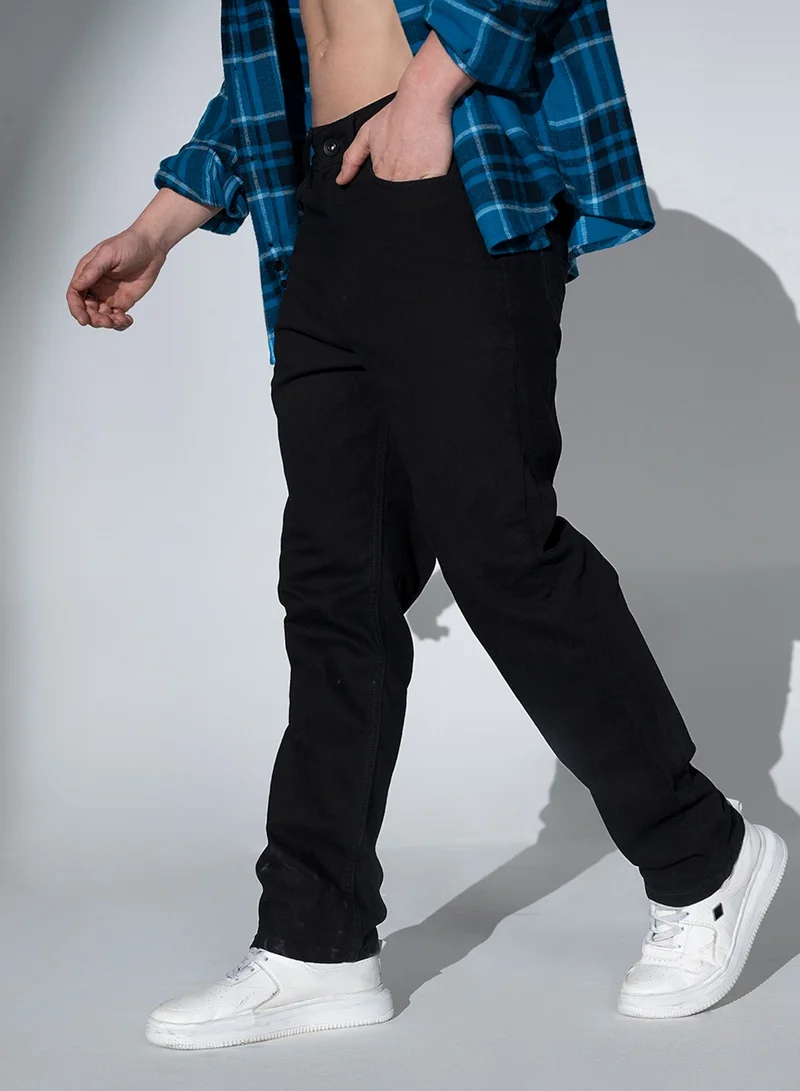 Hubberholme Straight Fit Black Jeans for Men with Mid-Rise and Clean Look