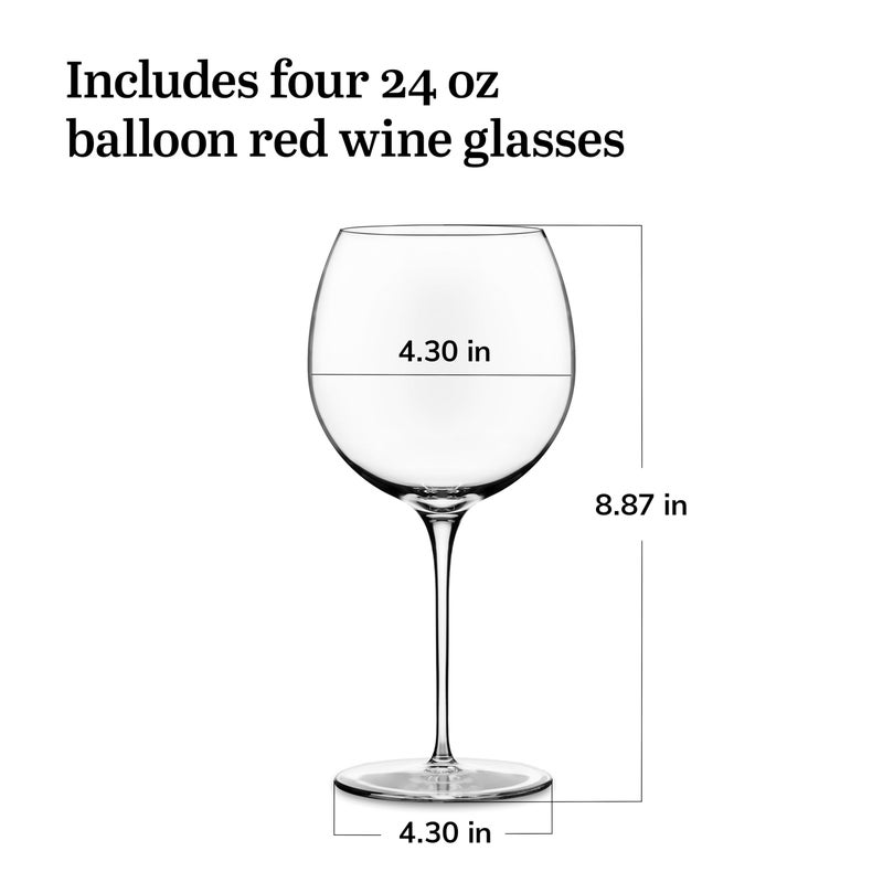 Libbey Signature Balloon Wine Glasses, 24 Oz Elegant Large Red Wine Glasses Set of 4, Long Stem Glass Wine Glasses for Weddings, Birthdays, and More - Image 3