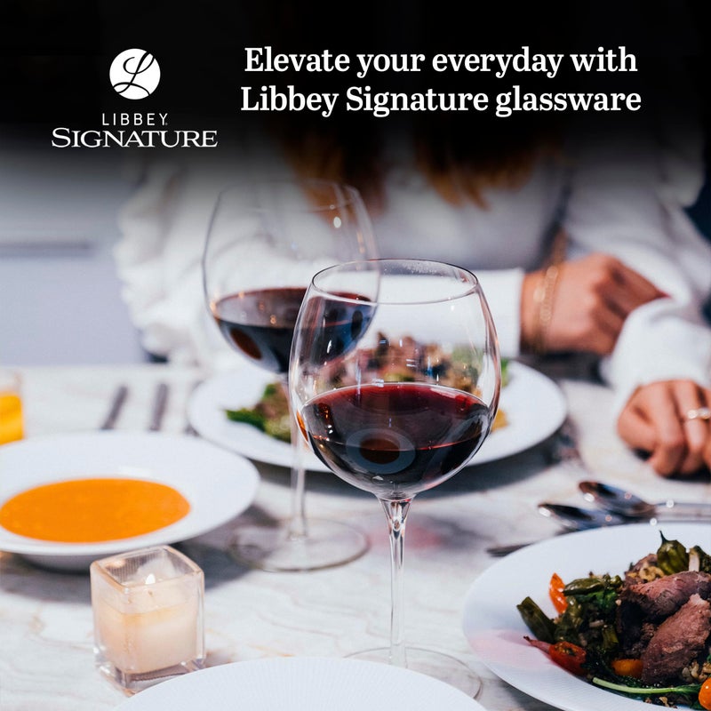 Libbey Signature Balloon Wine Glasses, 24 Oz Elegant Large Red Wine Glasses Set of 4, Long Stem Glass Wine Glasses for Weddings, Birthdays, and More - Image 2