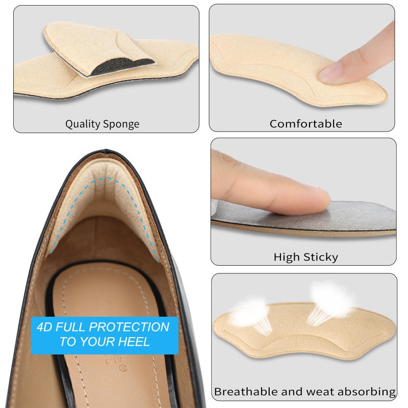 Comfowner 6 Pairs Comfowner Heel Cushion Pads, Comfort Shoe Grips Snugs for Big Shoes Loose Blisters and Pain, Protectors Liners Men Women - Image 4